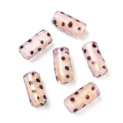 Розовый Бусины ручной работы бусины золотого песка, столбец в горошек, туманная роза, 20x10 мм, отверстие: 1.60 мм