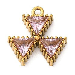 Бледно-Розовый Ионное покрытие (IP) 304 подвески из циркония из нержавеющей стали, реальный 18 k позолоченный, розовый жемчуг, 12.5x12.5x3 мм, отверстие : 1.2 мм