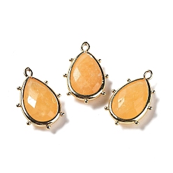 Топаз Нефрит Натуральный топаз нефрита подвески, с кромкой из платиновой латуни, граненые, слеза, 22.5x14x5.5 мм, отверстие : 1.6 мм.