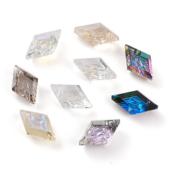 Mixed Color Embossed Glass Rhinestone Pendants, Rhombus, Faceted, Mixed Color, 13x8x4.2mm, Hole: 1.2mm