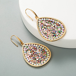 colorful Shimmering Leather Bohemian Earrings with Alloy Vintage Charm - Long Dangle Drop Style