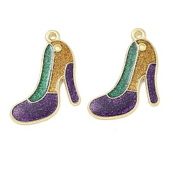Shoes Карнавальные подвески из сплава с эмалью, с блестящей пудрой, золотые, обувь прелести, 25.5x21.5x1.5 мм, отверстие : 1.6 мм