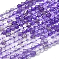 Amethyst Natural Amethyst Beads Strands, Faceted, Round, 2.5mm, Hole: 0.5mm, about 158pcs/strand, 15.55 inch(39.5cm)