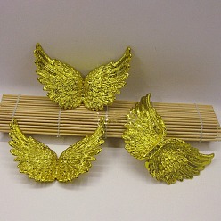 Gold Plastic Angel Wings Ornament, Craft Wings, for DIY Christmas Gift, Cake Decoration, Gold, 80x50mm