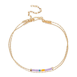 MI-B220422J Colorful Miyuki Beaded Double-Layer Bracelet with Gold Plated Wire, Unique Jewelry