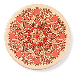 Bisque Porcelain Cup Mats, Flat Round Shape Mandala Pattern Coaster, Bisque, 90mm