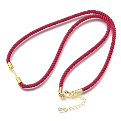 Малиновый 3мм круглые нейлоновые миланские шнуры для изготовления ожерелий, с латунными выводами и 303 застежками из лобстера из нержавеющей стали, золотые, долговечный, стойки покрытие, малиновый, 19.53 дюйм (49.6 см)