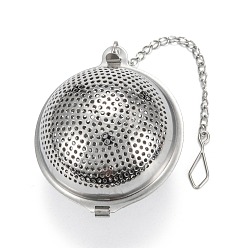 Stainless Steel Color Round Shape Tea Infuser, with Chain & Hook, Loose Tea 304 Stainless Steel Mesh Tea Ball Strainer, Stainless Steel Color, 170mm