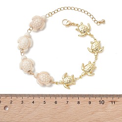 Золотой Браслеты из искусственной бирюзы и цепочек из нержавеющей стали для женщин, черепаха, золотые, 304 дюйм (6.97 см)