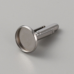 Stainless Steel Color 304 Stainless Steel Cuff Button, Cufflink Findings for Apparel Accessories, Stainless Steel Color, 13.5mm