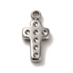 Stainless Steel Color 304 Stainless Steel Charms, Cabochon Settings, Fit for 1mm Rhinestone, Cross, Stainless Steel Color, 11.5x6x1.5mm, Hole: 1.2mm