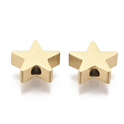 Golden 304 Stainless Steel Beads, Star, Golden, 9x10x3mm, Hole: 2mm
