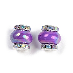 Темная Орхидея Бусины из смолы с латунными стразами рондель, в форме фонаря, для браслетов, , декор ручки, без кадмия и без свинца, темные орхидеи, 14.5x13.5 мм, отверстие : 3.5 мм