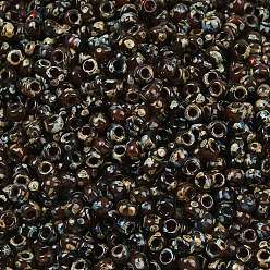 (RR4503) Прозрачный Огненно-красный Пикассо Миюки круглые бусины рокайль, японский бисер, (rr 4503) прозрачный огненно-красный пикассо, 6/0, 4 мм, отверстие : 1.5 мм, Около 5400 шт / фунт