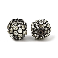 Прозрачный Латунные бусины со стразами , прозрачные, круглые, металлический черный , Размер : диаметром около 30 мм , отверстие : 3 мм.