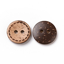 BurlyWood Round Buttons with 2-Hole, Coconut Button, BurlyWood, about 15mm in diameter