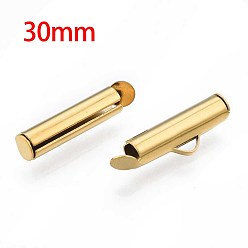 Золотой 304 ползун нержавеющий на концевых зажимных трубках, торцевые крышки слайдера, ионное покрытие (ip), золотые, 6x30x4 мм, отверстие : 3 мм