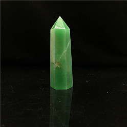 Green Aventurine Point Tower Natural Green Aventurine Home Display Decoration, Healing Stone Wands, for Reiki Chakra Meditation Therapy Decos, Hexagon Prism, 50~60mm