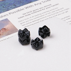 Black Opaque Acrylic Beads, Wave Snowflake, Black, 9.5x5mm, Hole: 2mm