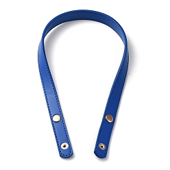Blue PU Leather Bag Handles, with Iron Snap Button, Blue, 62x1.95x0.6cm