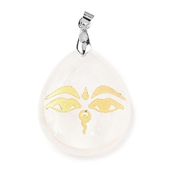 Хрусталь Природного кварца хрустальных подвесок, с реечной обшивкой латунными выводами, без кадмия и без свинца, очарование слезы, 31x25x5~7 мм, отверстие : 4.5x4 мм