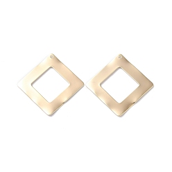 Real 18K Gold Plated Brass Pendants, Rhombus, Real 18K Gold Plated, 34x34x0.7mm, Hole: 1.4mm