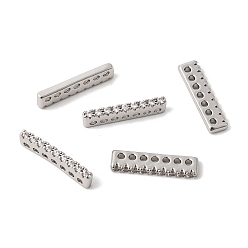 Платина Латунные микропаве прозрачные кубические циркониевые распорки, 7-луночное, прямоугольные, платина, 17x4x1.7 мм, отверстие : 1.2 мм