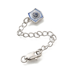 Платина Латунный натуральный лазурит заканчивается цепочкой, с эмалью и блестящей пудрой, без кадмия, без никеля и без свинца, платина, 72 мм