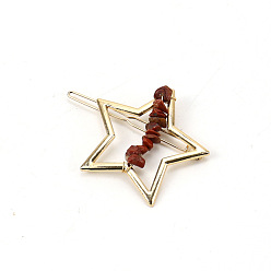 Красный Камень Заколки для волос из сплава, с красной яшмой, аксессуары для волос для женщин и девочек, 65x50 мм