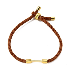 Седло Коричневый Плетеный браслет из нейлонового шнура, с латунной фурнитурой , реальный 18 k позолоченный, седло коричневый, 9-1/2 дюйм (24 см), ссылка: 24x4 mm