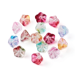 (52) Непрозрачная лаванда Гальванические стеклянные бусины, труба цветок, разноцветные, 8.5x8x5.5 мм, отверстие : 1 мм