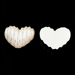 Creamy White ABS Plastic Imitation Pearl Cabochons, Heart, Creamy White, 15x19x5.5mm