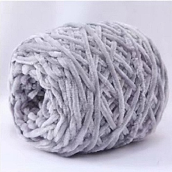 Light Steel Blue Wool Chenille Yarn, Velvet Cotton Hand Knitting Threads, for Baby Sweater Scarf Fabric Needlework Craft, Light Steel Blue, 5mm, 95~100g/skein