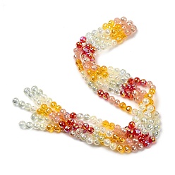 Золотистый Стеклянные бусины с гальваническим покрытием , круглые, граненый(32 граненый), градиент цвета, золотые, 8 мм, отверстие : 1.2 мм, около 48 шт / нитка, 13.98'' (35.5 см)