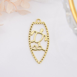 Золотой Латунные подвески, черепаха, золотые, 36x16 мм