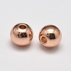 Rose Gold Rack Plating and Vacuum Plating Brass Round Spacer Beads, Cadmium Free & Lead Free, Rose Gold, 3mm, Hole: 1mm