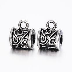 Antique Silver 304 Stainless Steel Tube Bails Enamel Settings, Bail Beads, Column, Antique Silver, 15x11.5x10mm, Hole: 3mm and 5mm.
