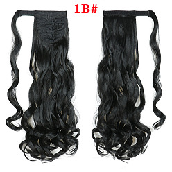 1B# Long Wavy Hairpiece with Magic Tape - Natural, Elegant, Ponytail Extension.