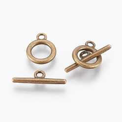 Antique Bronze Alloy Toggle Clasps, Cadmium Free & Nickel Free & Lead Free, Antique Bronze, Ring: about 14x11x2mm, Hole: 2mm, Bar: 19x5.5x2mm, Hole: 2mm
