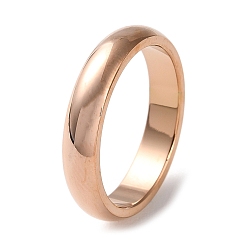Rose Gold Ion Plating(IP) 304 Stainless Steel Simple Plain Band Finger Ring for Women Men, Rose Gold, 4mm, Inner Diameter: US Size 7 1/4(17.5mm)