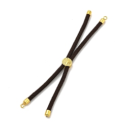 Coconut Brown Nylon Cords Bracelet Makings Fit for Connector Charms, with Golden Brass Tree Slider Beads, Long-Lasting Plated, Coconut Brown, 8-5/8 inch(22cm), Hole: 1.9mm