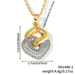 Золотой Геометрическая инкрустация латунного кубического циркония полое ожерелье, идеально подходит для Дня святого Валентина и дней рождения, золотые, 15.75 дюйм (40 см)