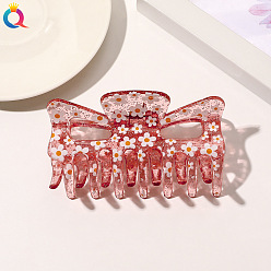 Little Monster Claw Clip - Daisy Watermelon Red Retro Style Hair Clip for Women, Elegant Updo with Shark Teeth Headpiece
