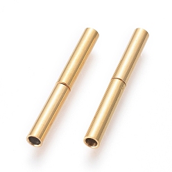 Golden 304 Stainless Steel Bayonet Clasps, Ion Plating (IP), Column, Golden, 21x2.5mm, Hole: 1.5mm