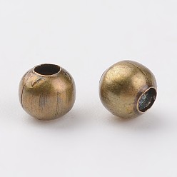 Antique Bronze Iron Spacer Beads, Nickel Free, Round, Antique Bronze Color, about 3.2mm in diameter, 3mm thick, hole: 1.2mm