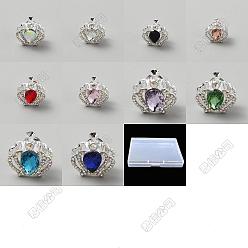 (52) Непрозрачная лаванда 10шт. 10 цвета сплава стеклянных бусин, корона, разноцветные, 23x24x16 мм, отверстие : 3.5 мм, 1 шт / цвет