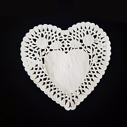 Белый Бумажные кружевные салфетки в форме сердца, декоративная одноразовая подставка для столовых приборов, подушечки для торта, белые, 160x135 мм, 100 шт / комплект