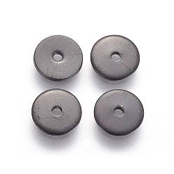Electrophoresis Black 304 Stainless Steel Spacer Beads, Disc, Electrophoresis Black, 6x0.7mm, Hole: 1.1mm