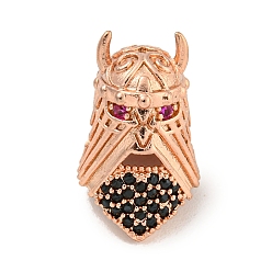 Roségold Messing Micro Pave schwarz Zirkonia Perlen, Helm, Roségold, 12x10x10 mm, Bohrung: 2 mm