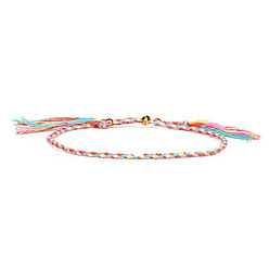 18 Adjustable Colorful Beaded Friendship Bracelet with Braided Pull Cord - Handmade